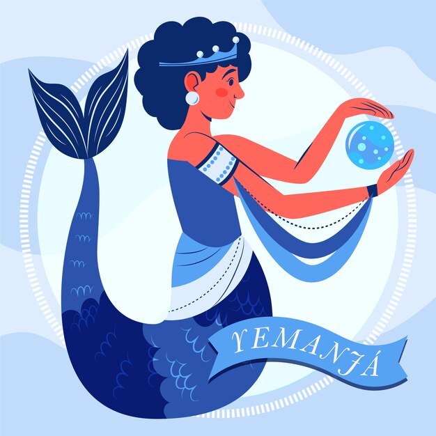 Ilustración plana de iemanja