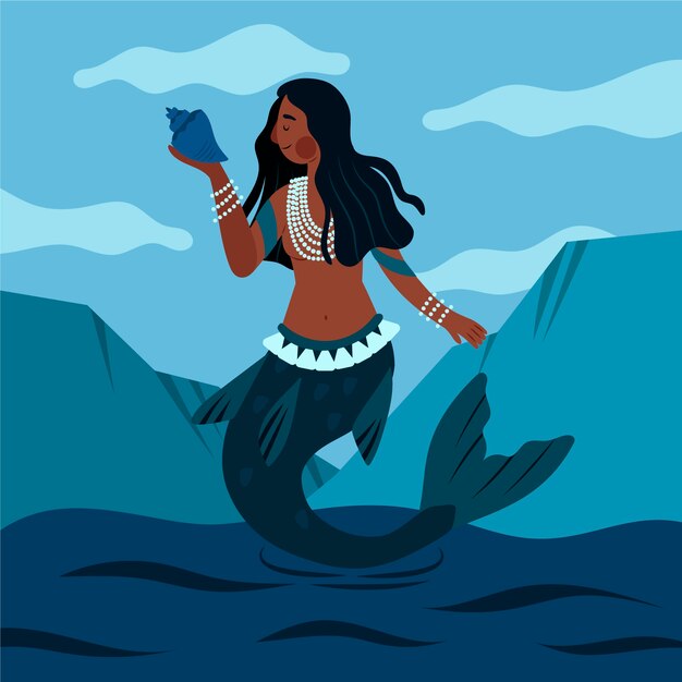 Ilustración plana de iemanja
