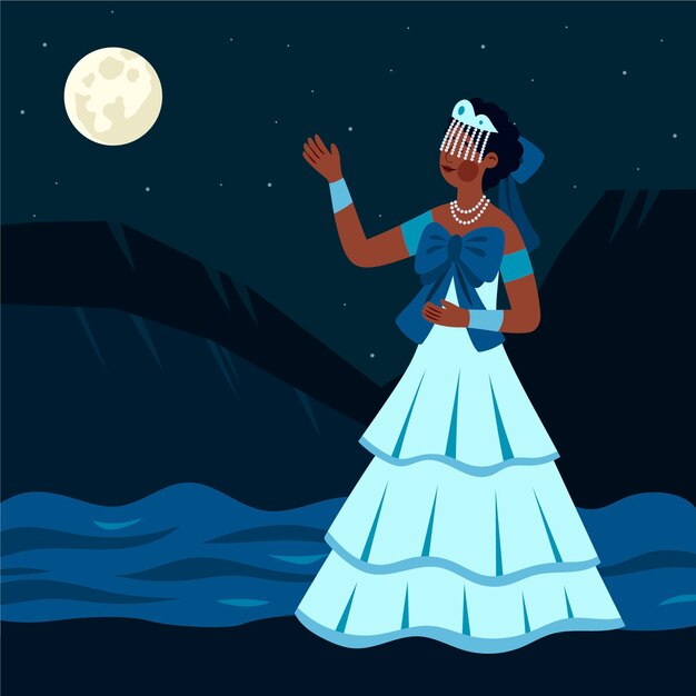 Ilustración plana de iemanja