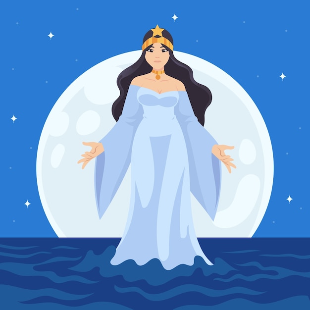 Ilustración plana de iemanja