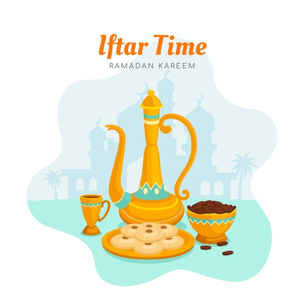 Vector gratuito ilustración plana de iftar