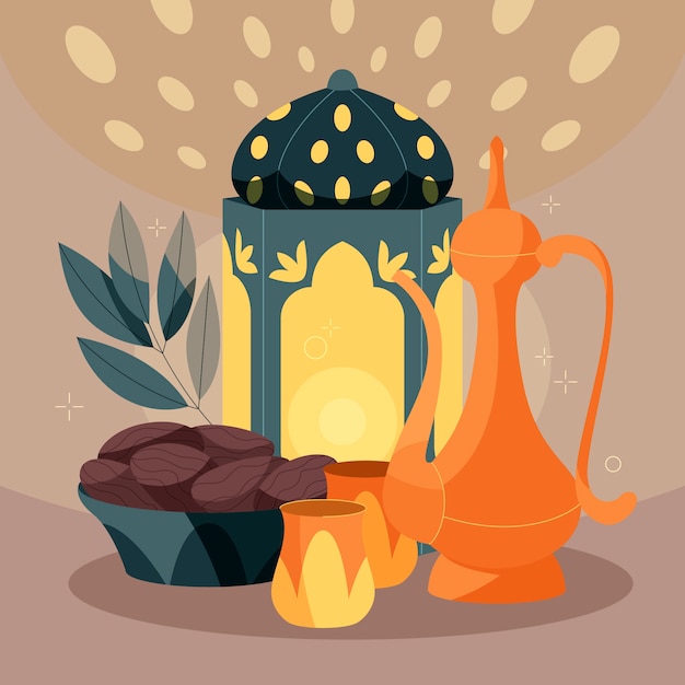 Vector gratuito ilustración plana de iftar