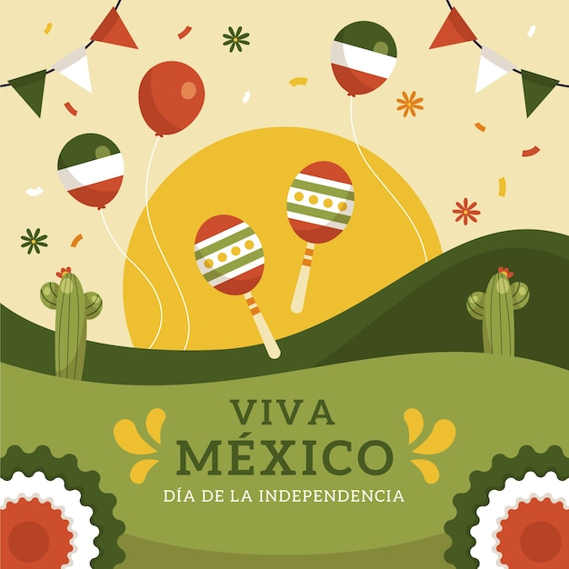 Vector gratuito ilustración plana de la independencia de méxico