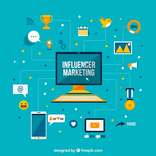 Ilustración plana de influyente de marketing