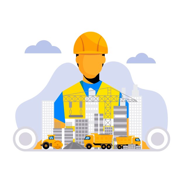 Ilustración plana de ingeniería y construcción.