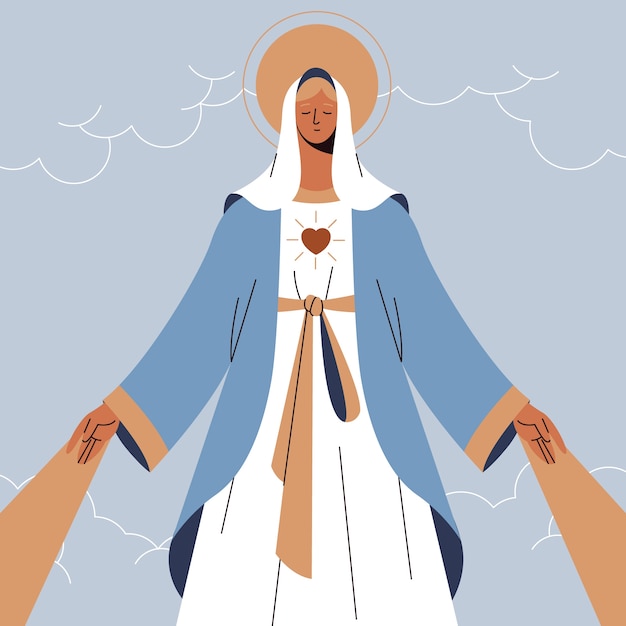 Ilustración plana de la inmaculada concepción