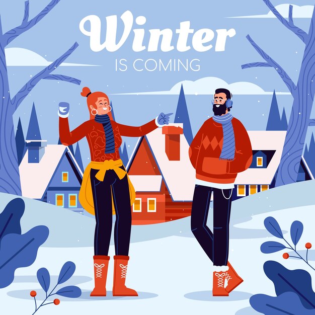 Ilustración plana de invierno