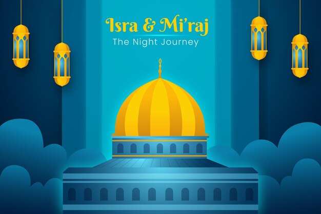 Ilustración plana isra miraj