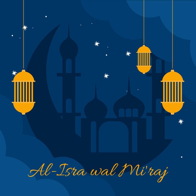 Ilustración plana isra miraj