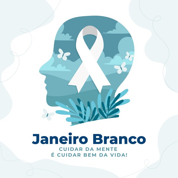 Ilustración plana janeiro branco