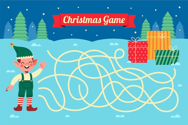 Ilustración plana del juego de navidad