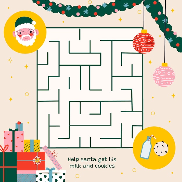 Ilustración plana del juego de navidad