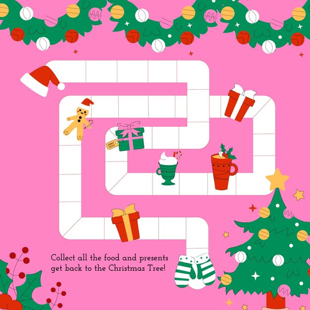 Ilustración plana del juego de navidad