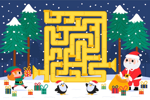 Ilustración plana del juego de navidad