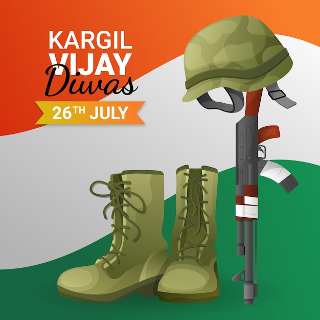 Ilustración plana kargil vijay diwas