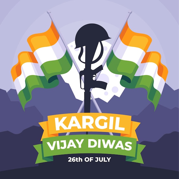 Vector gratuito ilustración plana kargil vijay diwas