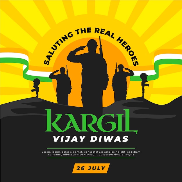 Vector gratuito ilustración plana kargil vijay diwas