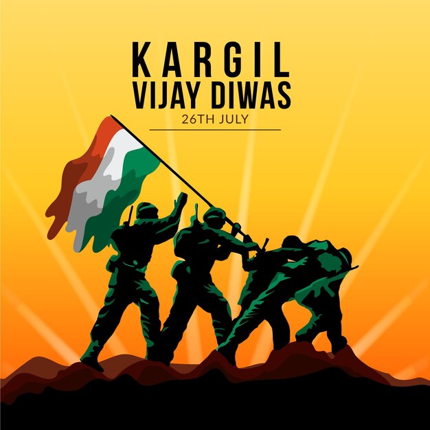 Ilustración plana kargil vijay diwas
