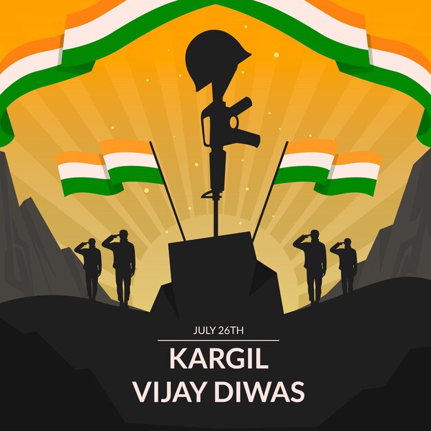 Ilustración plana kargil vijay diwas
