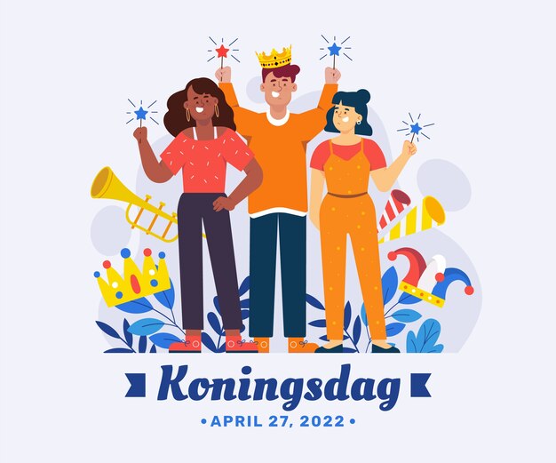 Ilustración plana de koningsdag