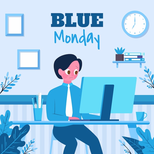 Vector gratuito ilustración plana para el lunes azul