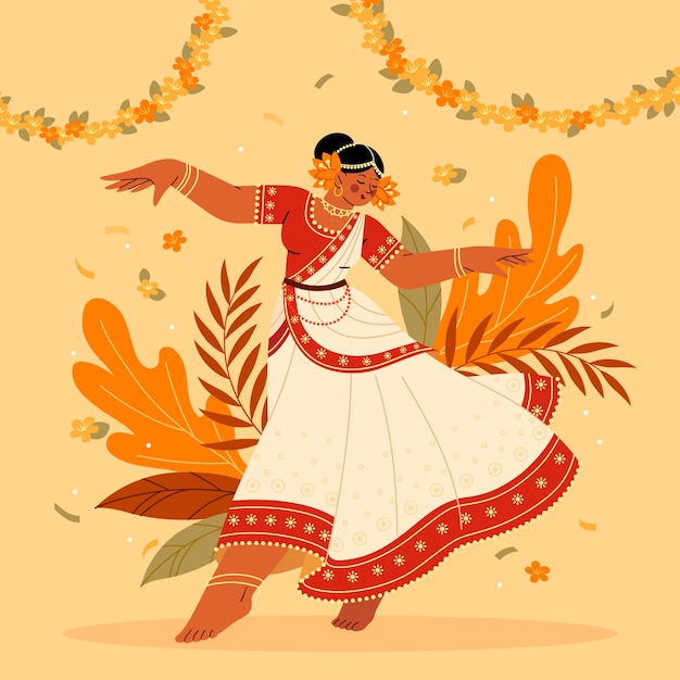 Vector gratuito ilustración plana magh bihu