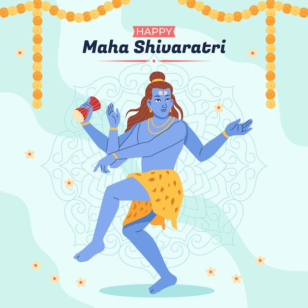 Vector gratuito ilustración plana maha shivaratri