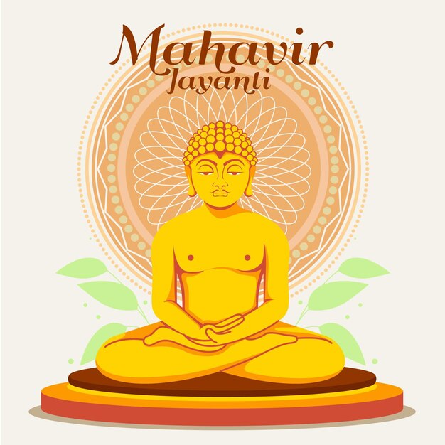 Ilustración plana mahavir jayanti