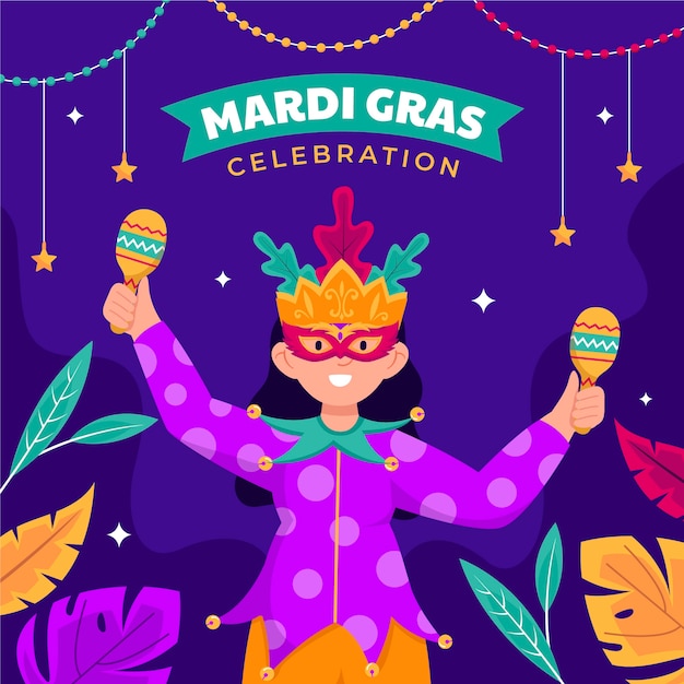 Vector gratuito ilustración plana del mardi gras