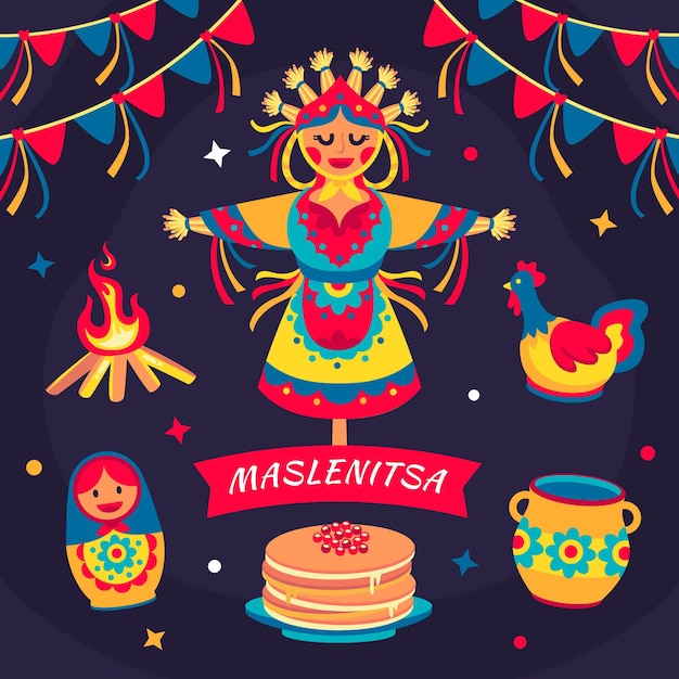 Ilustración plana maslenitsa