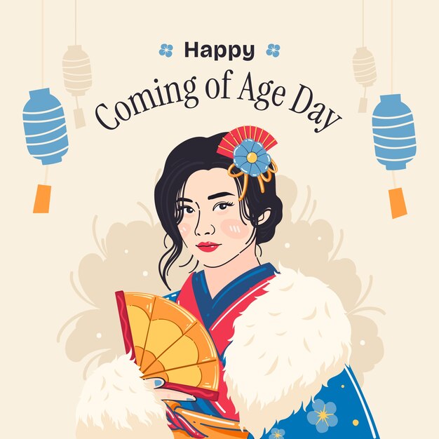 Ilustración plana de la mayoría de edad