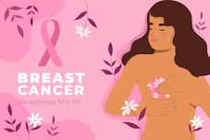 Vector gratuito ilustración plana del mes de concientización sobre el cáncer de mama
