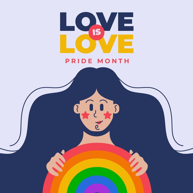 Ilustración plana del mes del orgullo lgbt