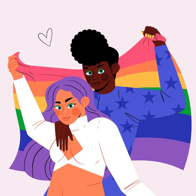 Ilustración plana del mes del orgullo lgbt