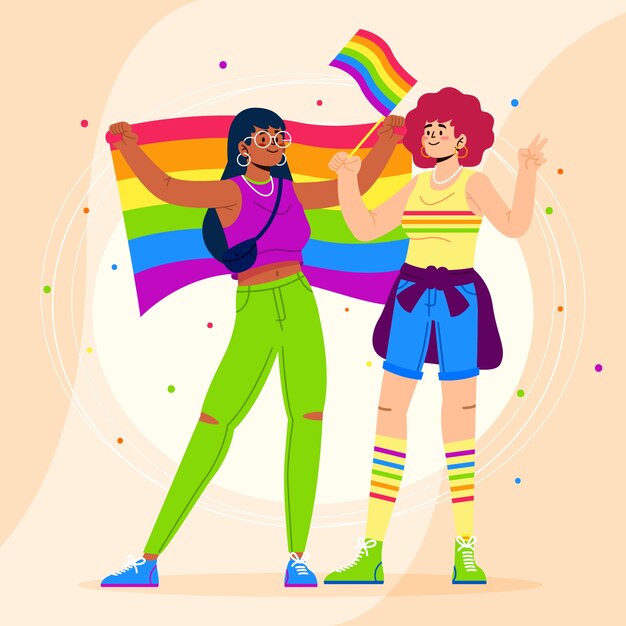 Ilustración plana del mes del orgullo lgbt