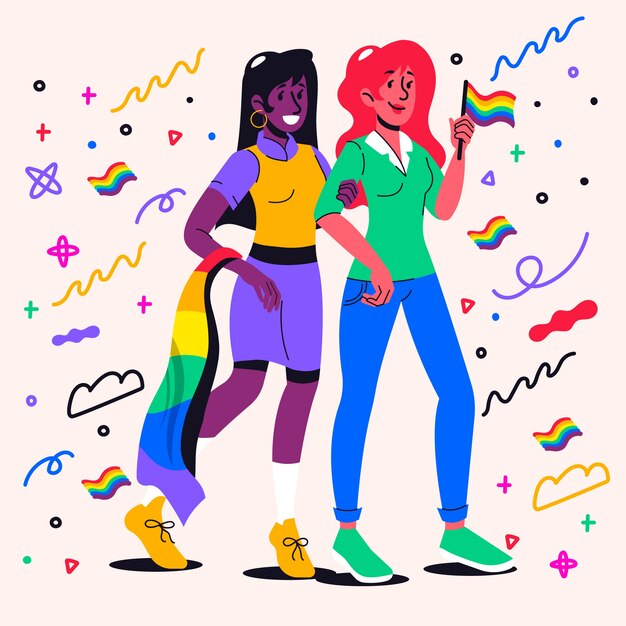 Ilustración plana del mes del orgullo lgbt