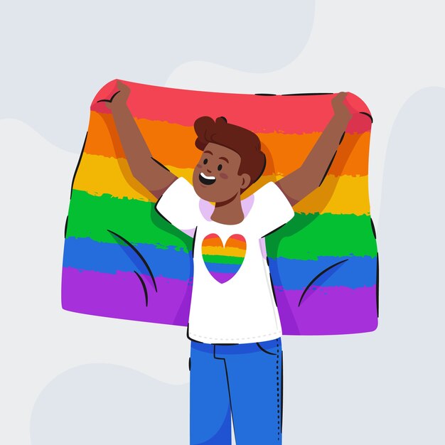 Ilustración plana del mes del orgullo lgbt