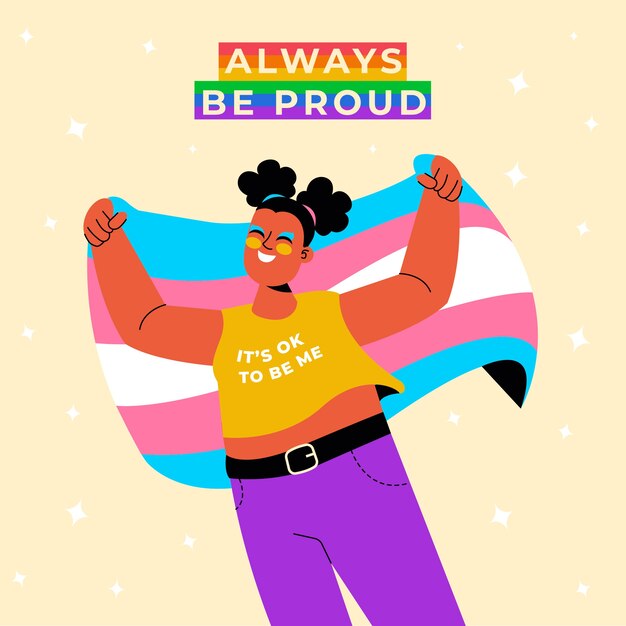 Ilustración plana del mes del orgullo lgbt