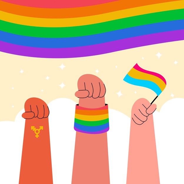 Ilustración plana del mes del orgullo lgbt