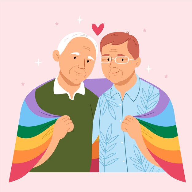 Ilustración plana del mes del orgullo lgbt