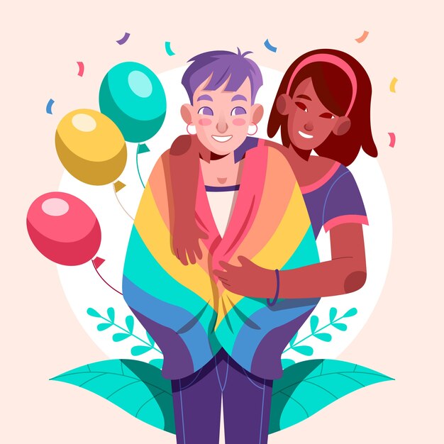 Ilustración plana del mes del orgullo