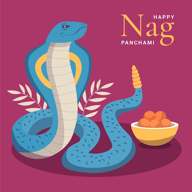 Vector gratuito ilustración plana nag panchami