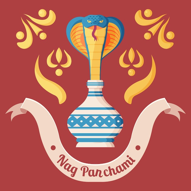 Vector gratuito ilustración plana nag panchami