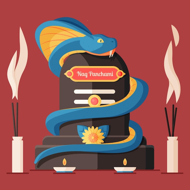 Vector gratuito ilustración plana nag panchami