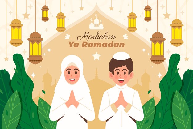 Vector gratuito ilustración plana de niños de ramadán