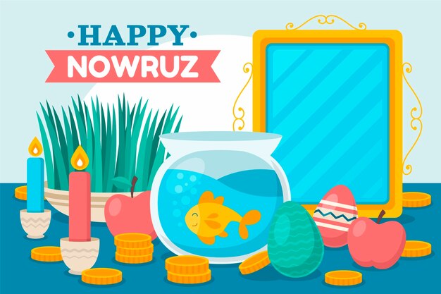Ilustración plana de nowruz