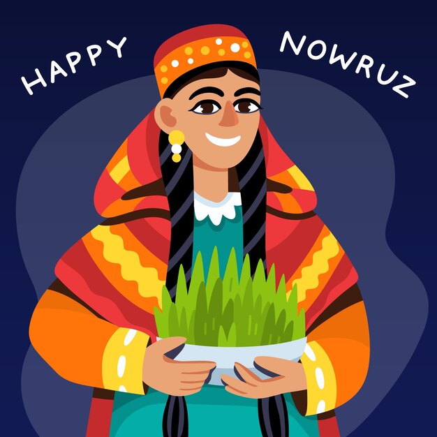 Ilustración plana de nowruz