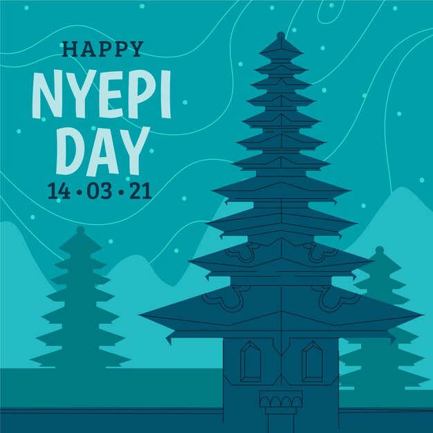 Ilustración plana nyepi