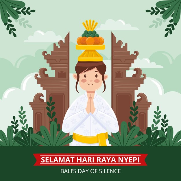 Ilustración plana de nyepi