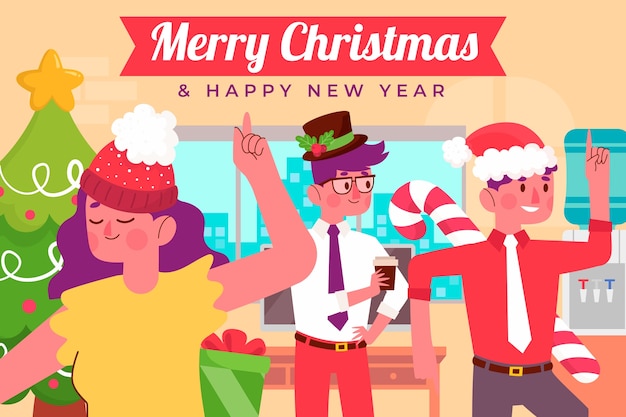 Vector gratuito ilustración plana de oficina de navidad